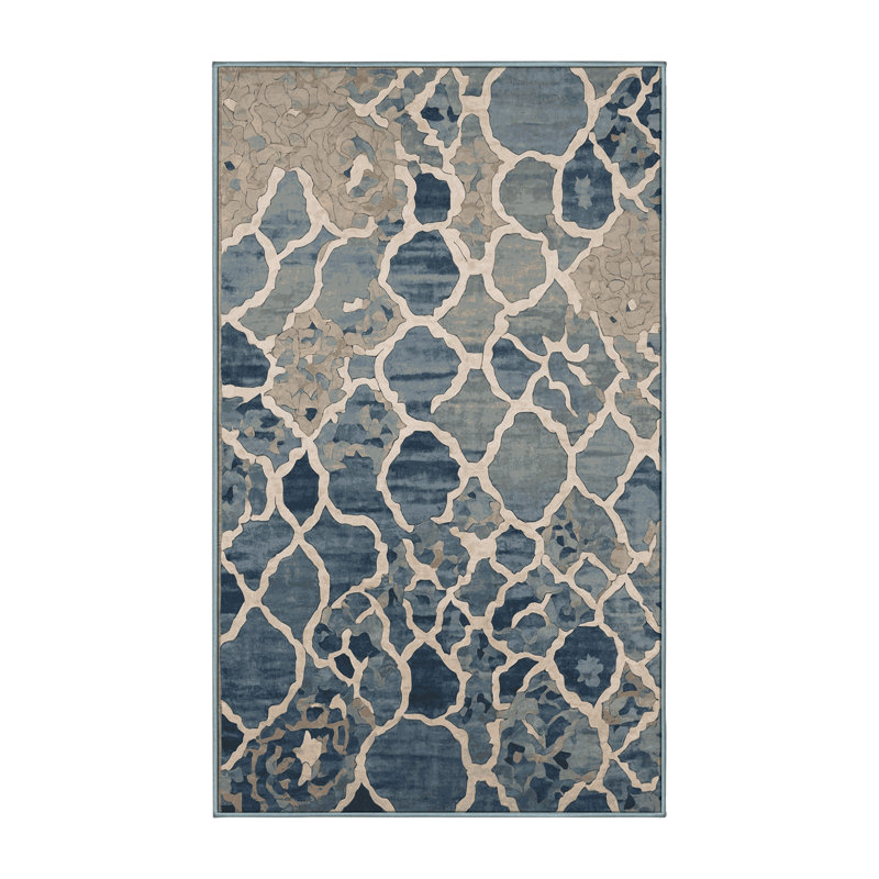 Tapis bleu lavable à la machine, Tapis de couloir 2 pi x 5 pi