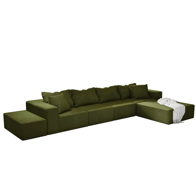 Ensemble de canapé modulaire rembourré Modern, Chenille verte 