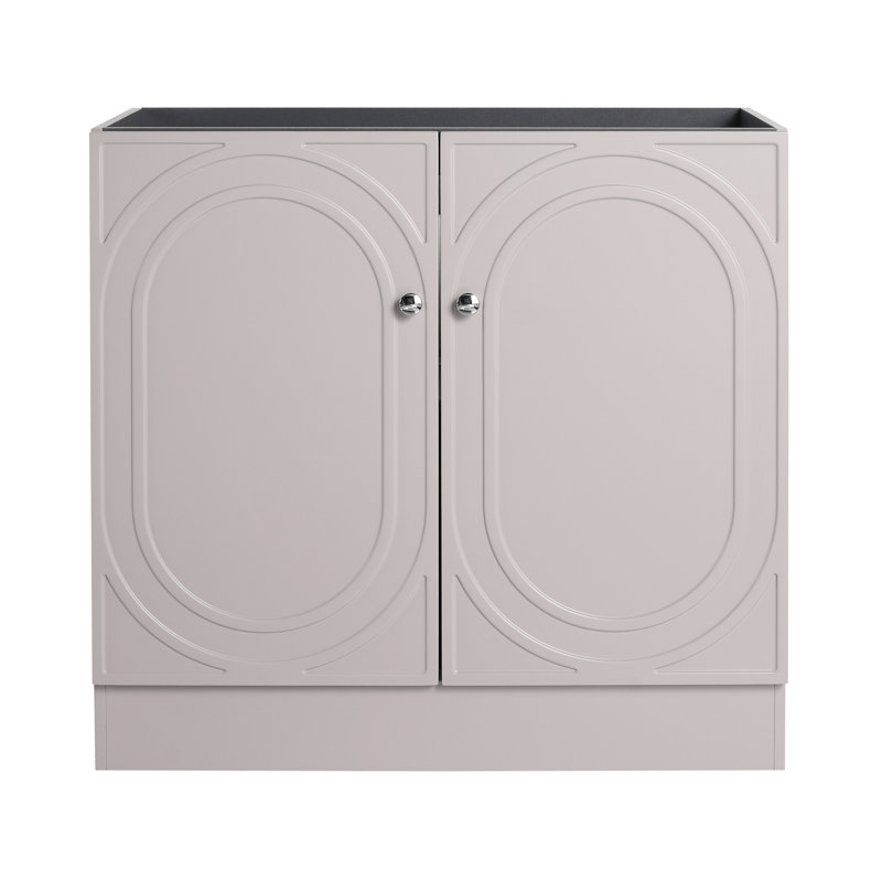 Garde-robe de salle de bain autoportante 36 po - Portes à fermeture en douceur en contreplaqué kaki contemporain non inclus