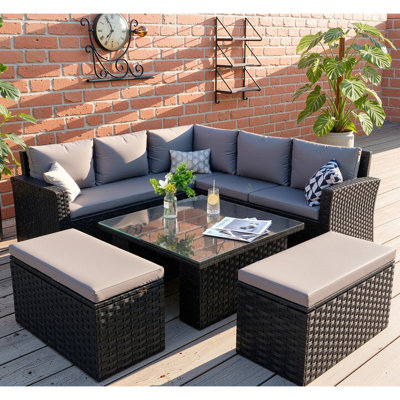 Debbagh Square 9 - Person 89cm Lift-up Long Dining Set