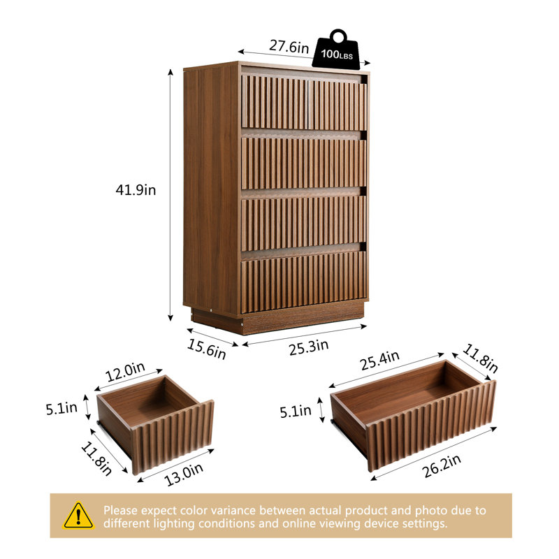 Commode verticale 5 tiroirs l 27,5 po, Brun