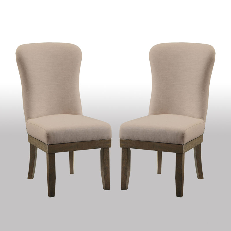 Chaise parsons rembourrée en lin beige, Beige, Brun usé