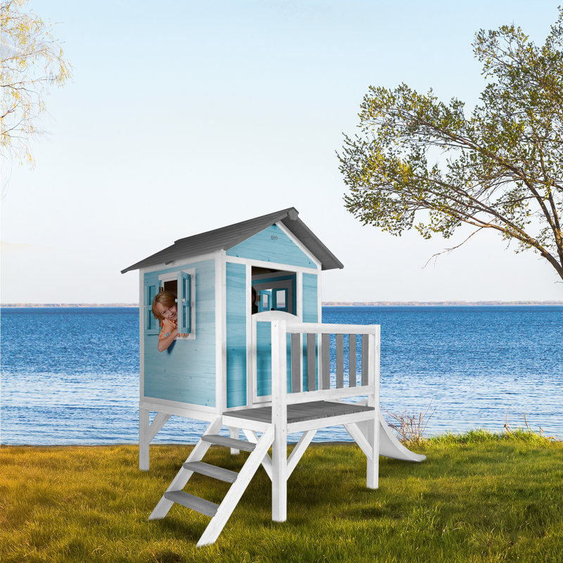 AXI 261cm W x 167cm D Outdoor Hemlock Wood Luxury Playhouse, Blue