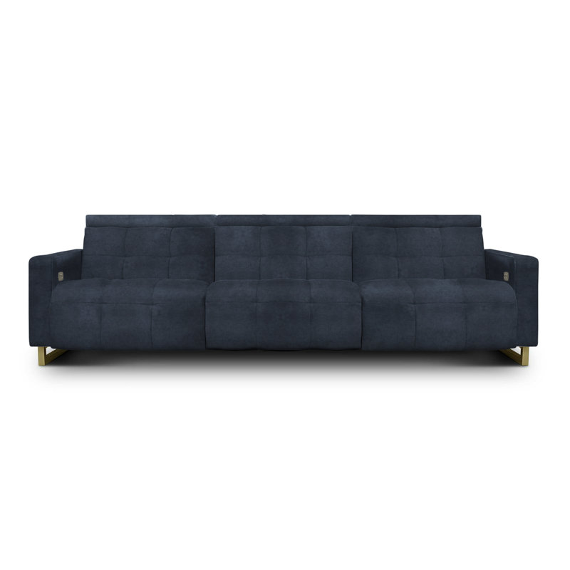 Casino Royale Upholstered 115'' Power Reclining Sofa, Chocolate Caressa Genuine Leather