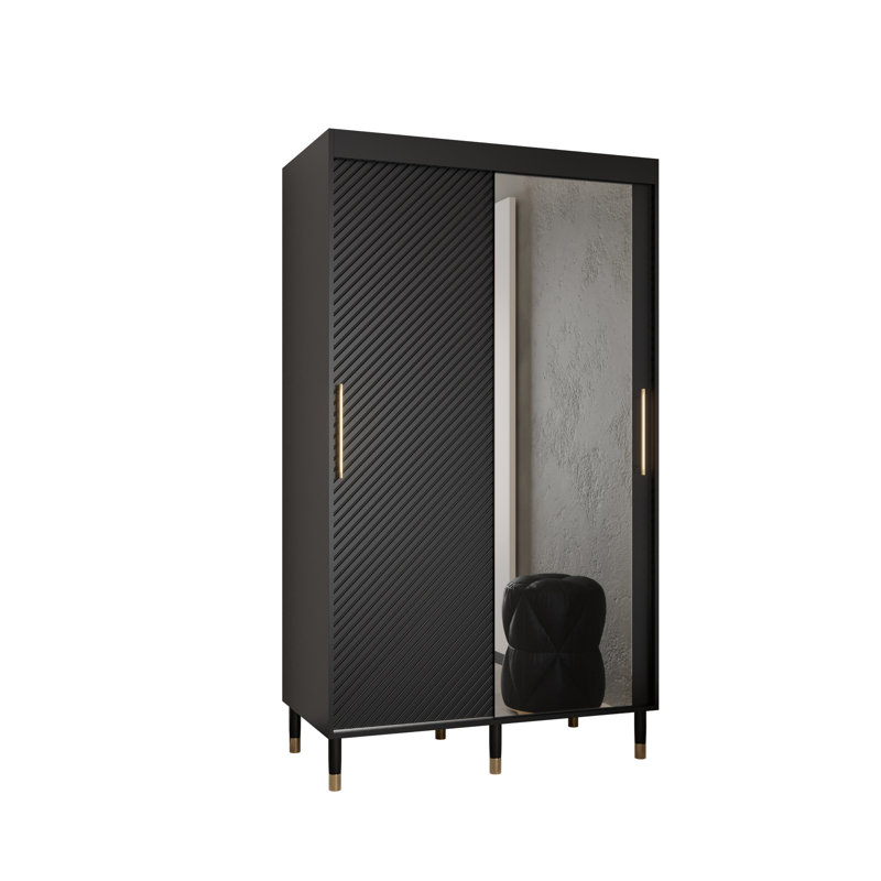 Acquanette 2 Door Manufactured Wood Wardrobe, Black, 208" H x 120" W x 62" D