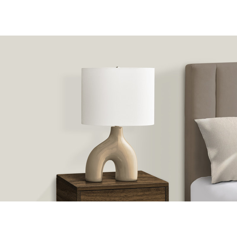 Lampe de table de 25 po h - Interrupteur rotatif marche / arrêt et capacité de 100 W - Céramique avec abat-jour ivoire - Pour le salon / la chambre à coucher / le bureau