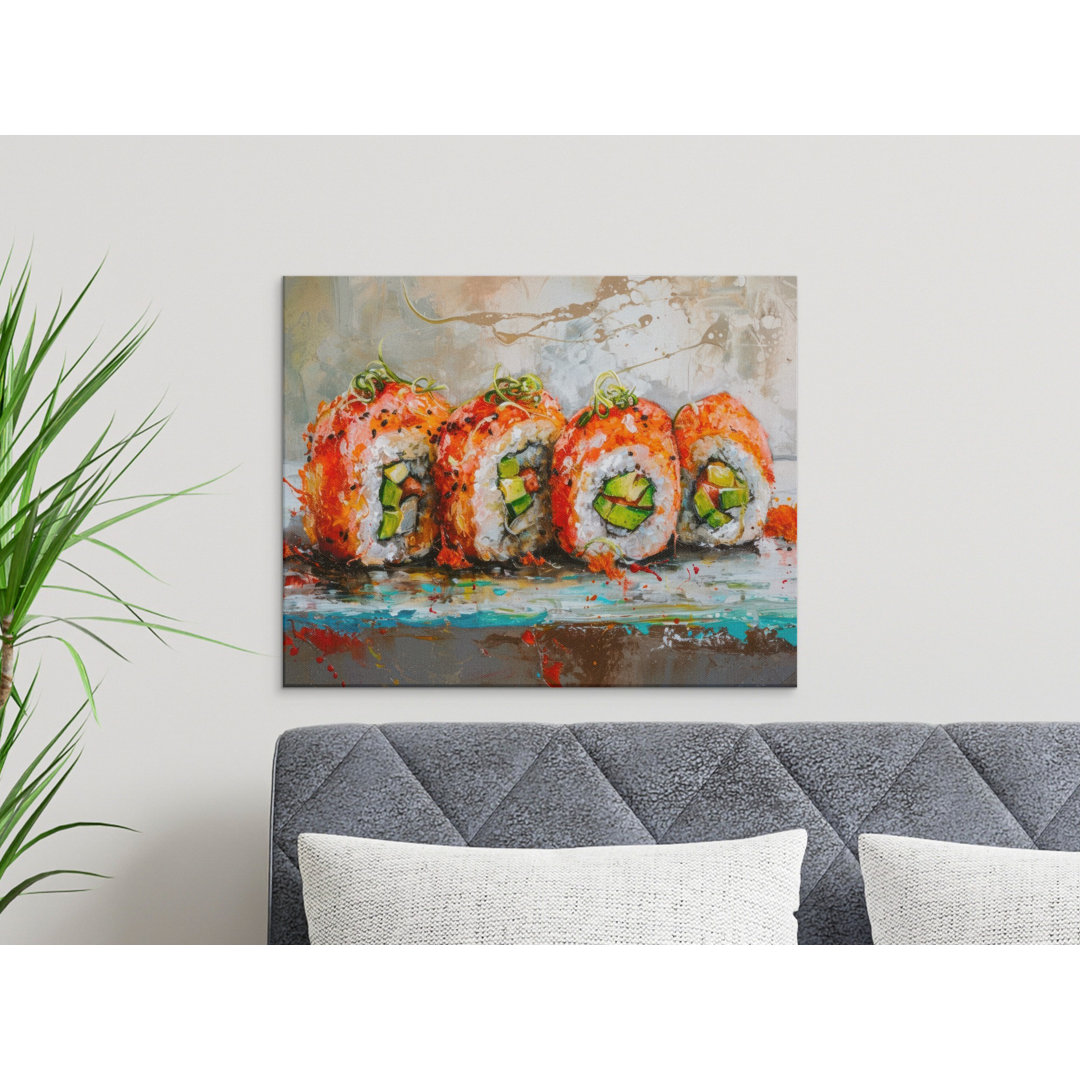 Sushi Roll Canvas Wall Art, Modern Kitchen Decor, Gallery Wrapped, Ready to Hang, Archival Quality, Food Art Print, Restaurant Decor