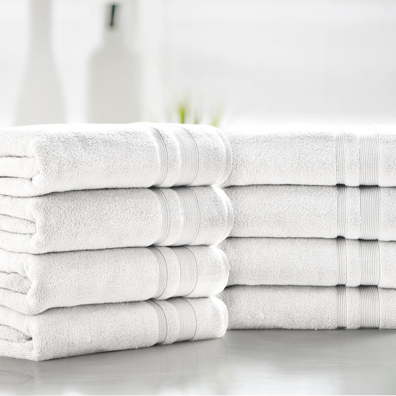 Ensemble de serviettes de bain en coton 8 pièces Kathy Ireland, Blanc, 8