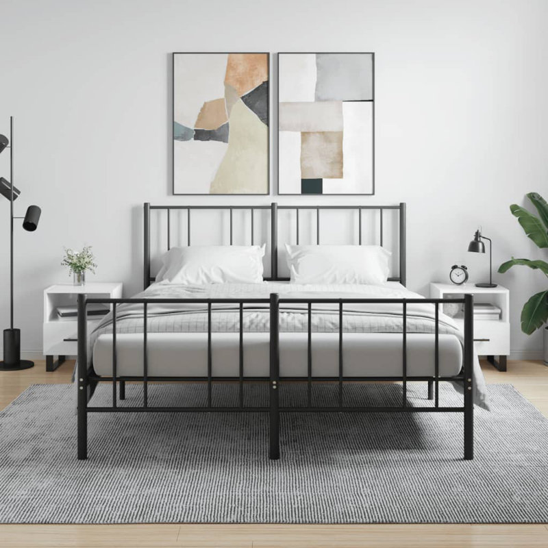 Aanyla 40cm W Iron Bedside Table, High Gloss White