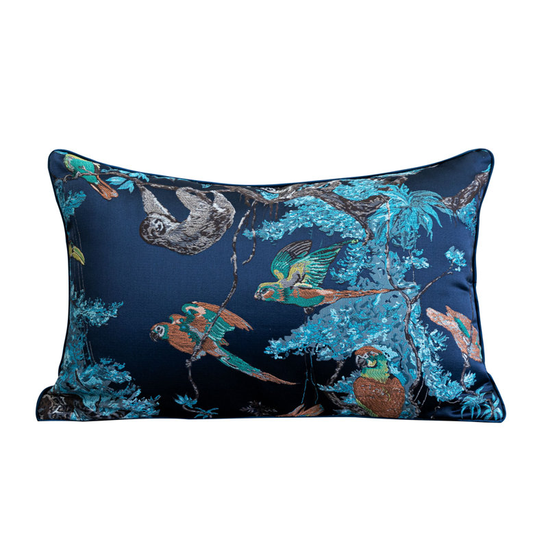 Animal Print Cotton Blend Reversible Pillow Cover, Blue, 12"H x 20"H