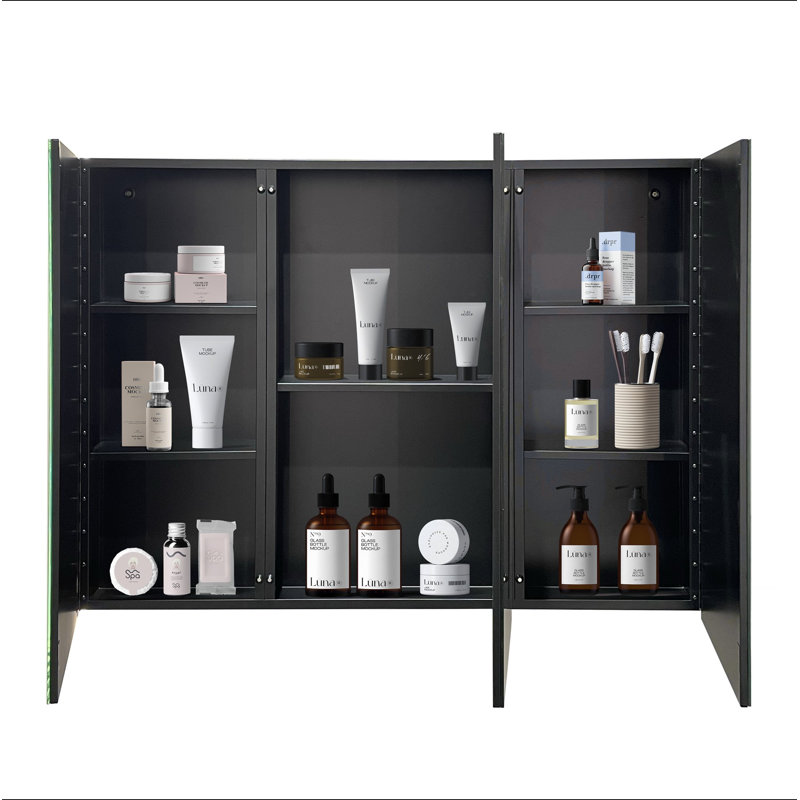 Armoire à pharmacie 39 po x 28 po en fer noir avec miroir mural