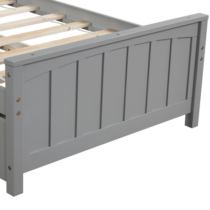 Lit plateforme simple avec lit gigogne gris et bois de pin massif