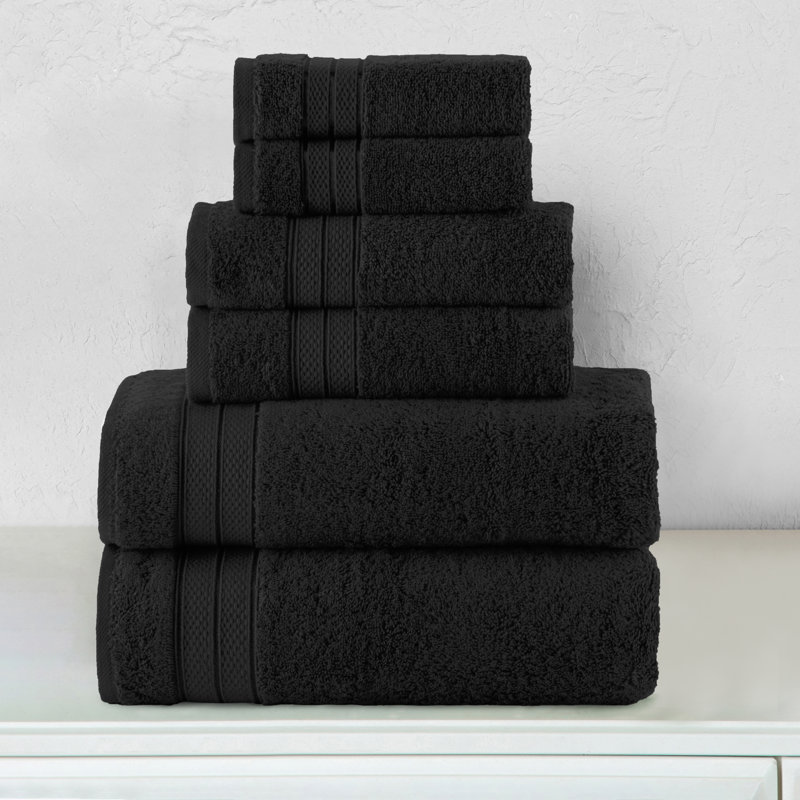 Ensemble de serviettes de bain 6 pièces Elegant Comfort Luxury, Black