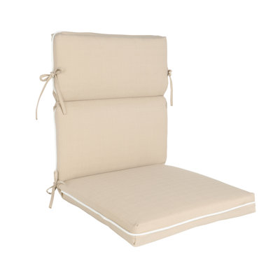 Coussin de chaise de salle à manger à haut dossier d'extérieur / d'intérieur Wendin, 21 po x 43 po x 3 po, lin