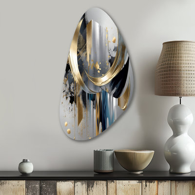 Abstract Shapes And Lines I - Marble Asymmetrical Metal Wall Art, Modern Unique Shape Metal Art Print