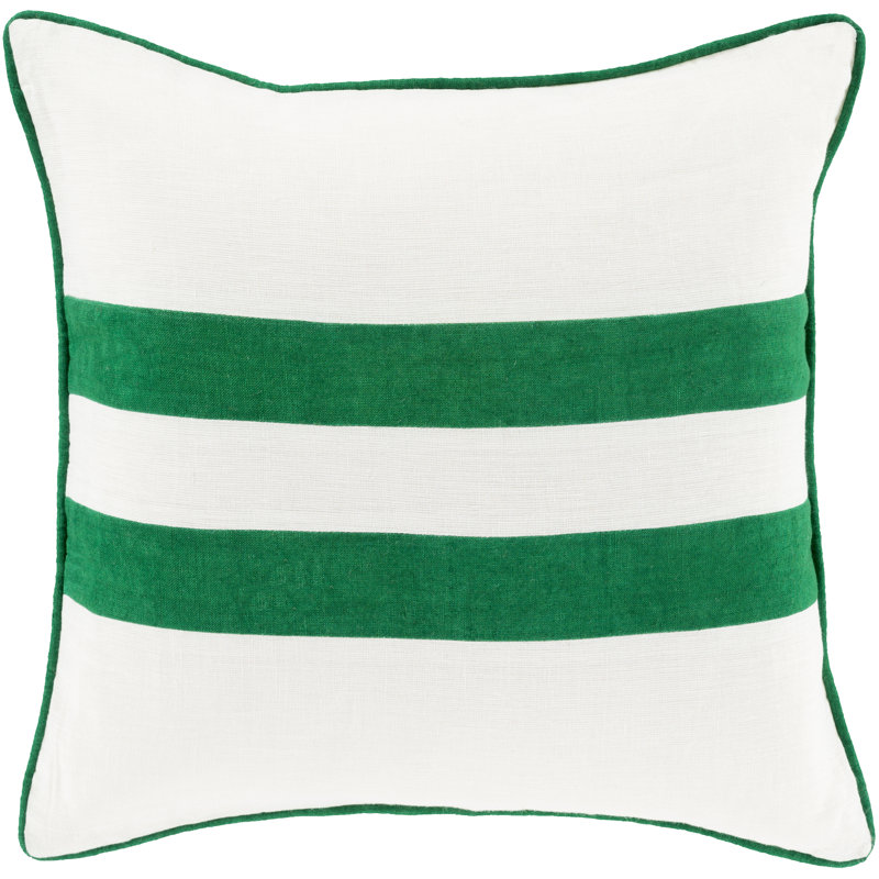Aidie Linen Throw Pillow, Down, Green, 18" H x 18" W x 4" D