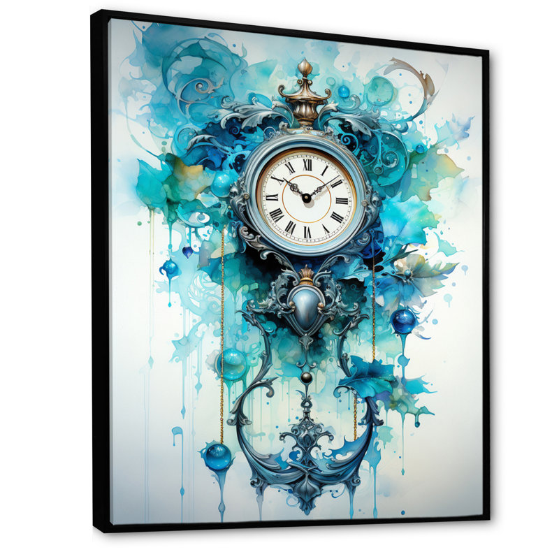 " Clock Time In Motion I ", Black Floater Framed, 20" H x 12" W x 1" D