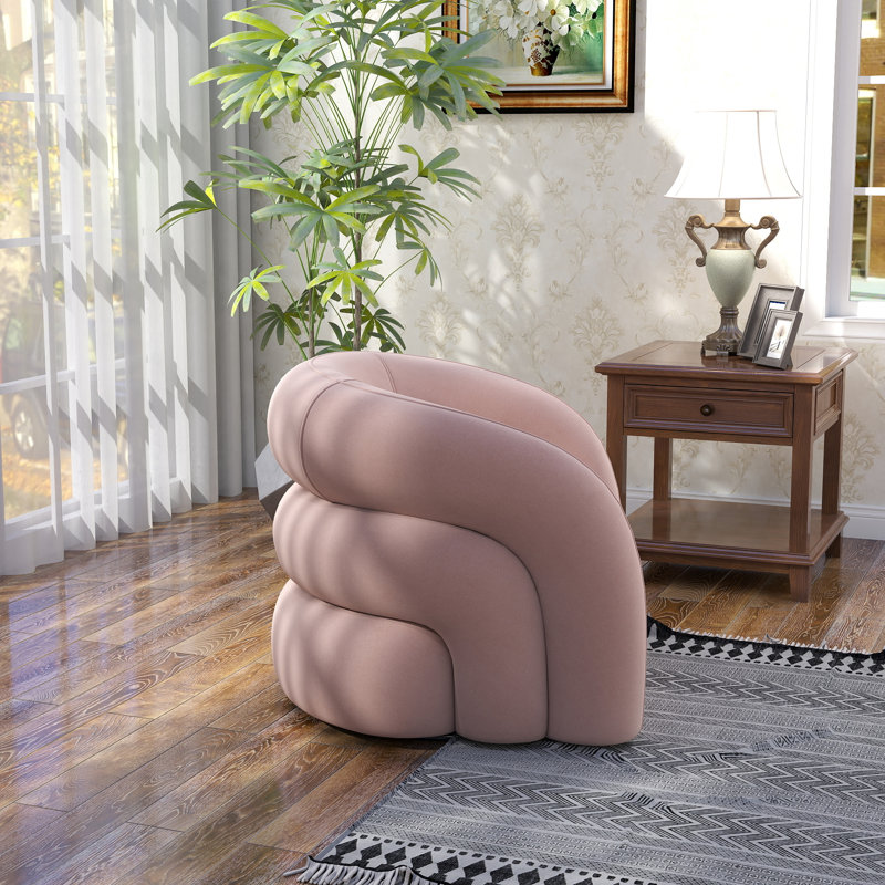Fauteuil demi-tonneau pivotant Bricyn, Rose