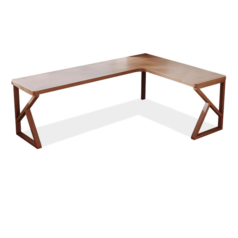  Walnut L-Shaped Solid Wood desks, Right Hand Return, 29.53" H x 86.61" W x 55.12" D