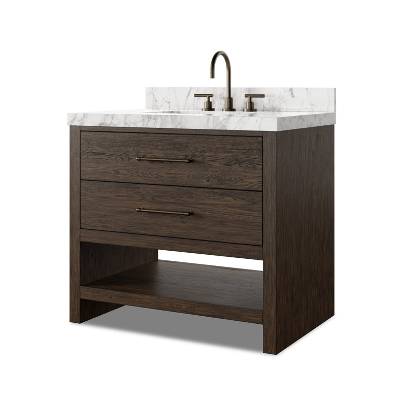 Anthem Single Vanity, Carrara Marble, Satin Espresso Oak
