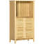 Armoire de salle de bain en bambou avec plusieurs tablettes et portes