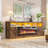 Farmhouse Fireplace Tv Stand For 95 Inch TV With 50”Electric Fireplace & LED Light, 83”Media Console With Barn Door Cabinet For Living Room-2092517493-2092517490