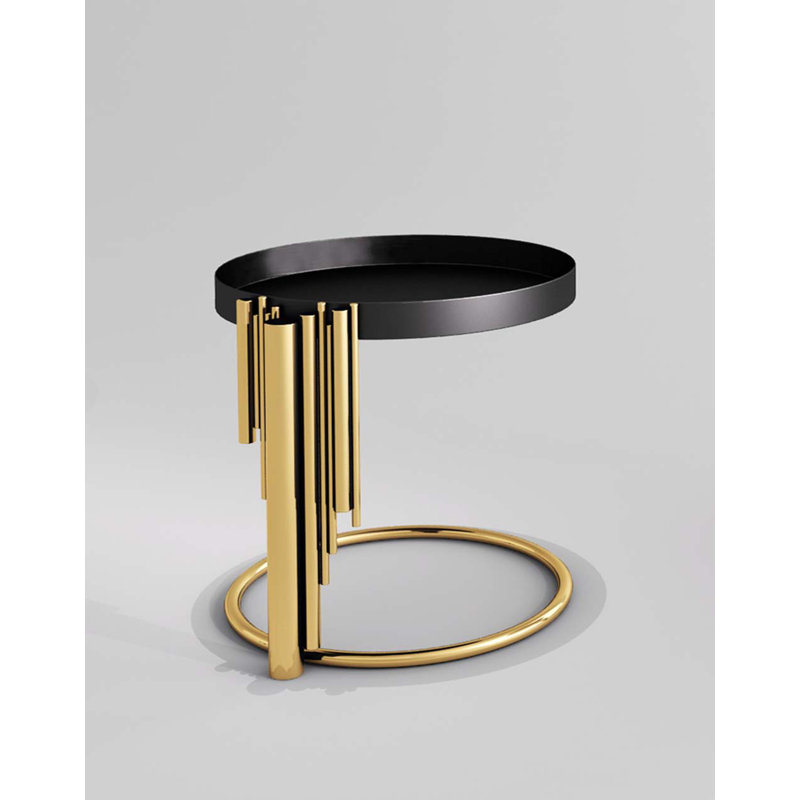 Flaherty Steel Tray Top End Table, Gold