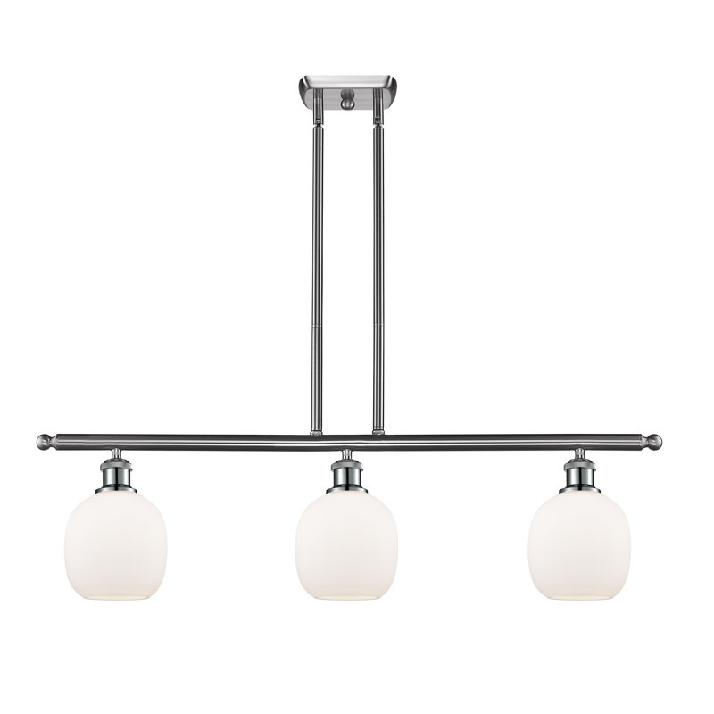 Luminaire suspendu linéaire à 3 lumières pour îlot de cuisine Carlucci, Ampoule DEL 6 watts Vinage, Nickel satiné brossé