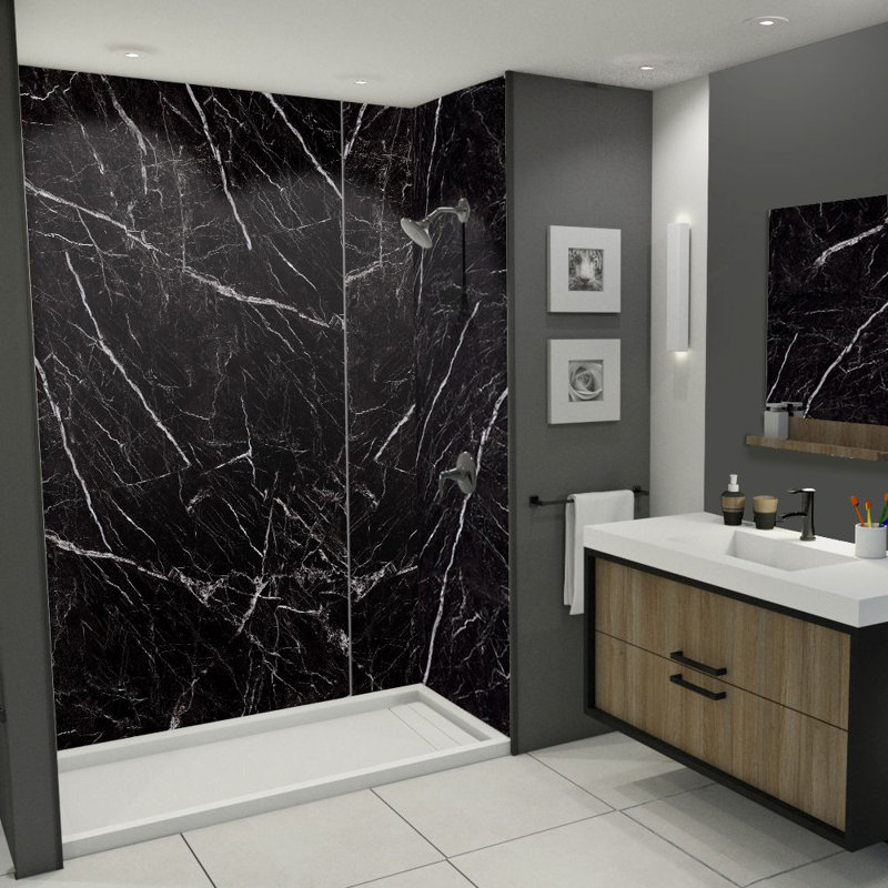 Transolid Titan Shower Wall Kit, Savanna Gray Glossy, 96" H x 60" W x 36" D
