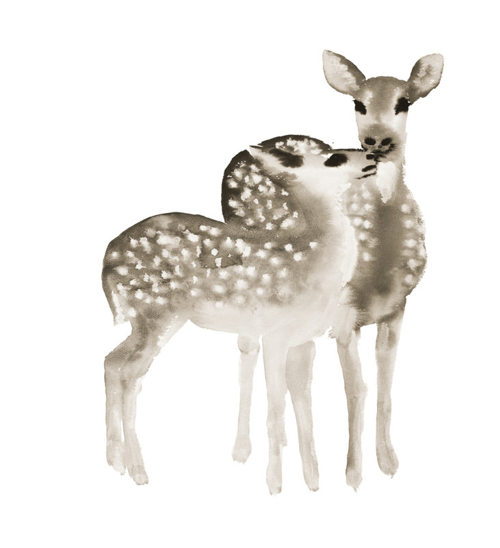 Sépia amour de faons - Toile encadrée pour la décoration intérieure | Art animalier