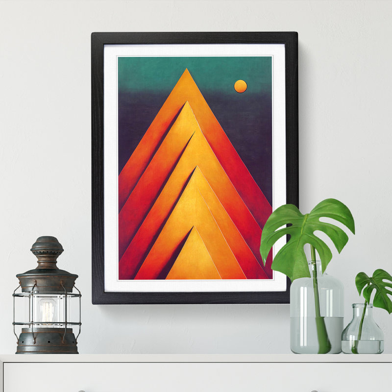 Surreal Mountains - Single Picture Frame Print, 46cm H x 34cm W x 2cm D, Walnut