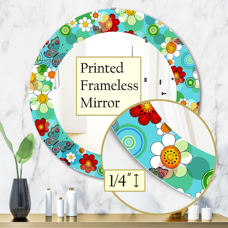 Miroir mural bohémien et éclectique Vintage Flowers 5, H 31,5 po x l po