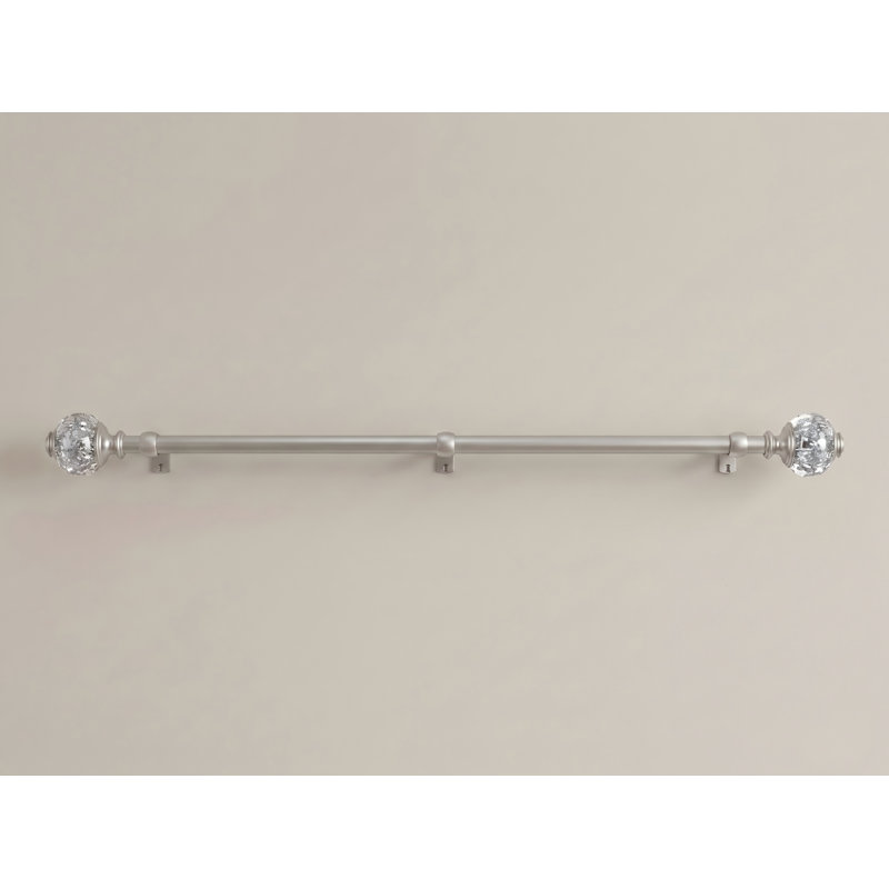 Tringle à draperie argentée 7/8 po avec embouts translucides, tringle à rideaux télescopique pour fenêtres 20 à 54 po, réglable 32 à 58 po (2,6 à 4,8 pi)