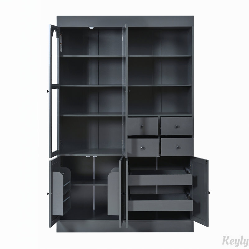 Grand garde-manger avec huche, Gris / Noir