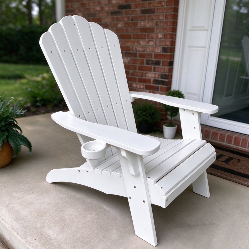 Fauteuil Adirondack surdimensionné avec porte-gobelet, Blanc
