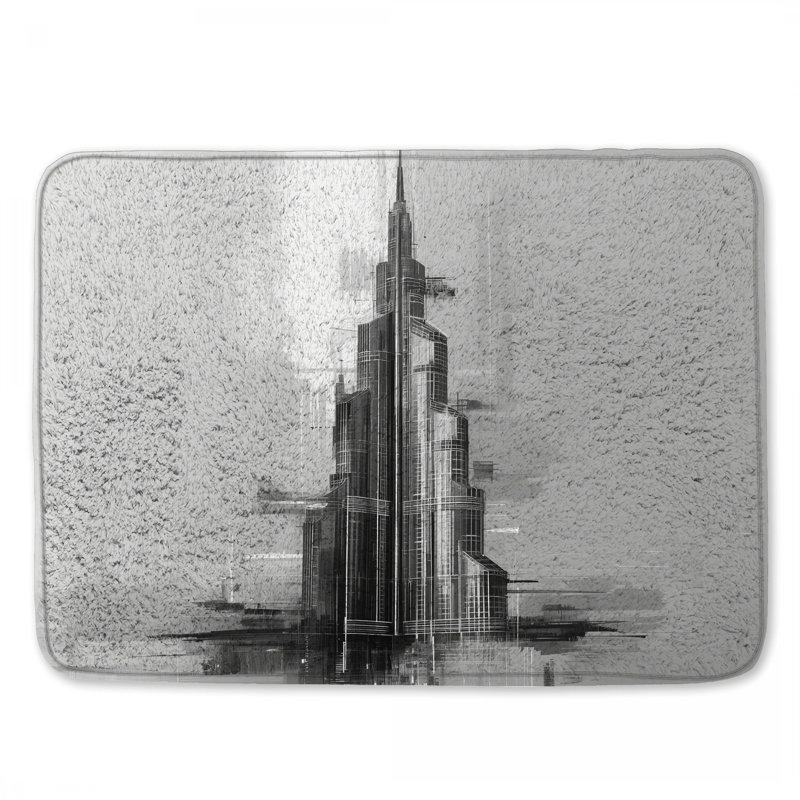 Tapis de bain Abstract Skyscraper Illustration, L 34 po x L 21 po