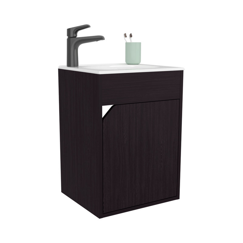 Meuble-lavabo flottant avec porte FM, Wengé