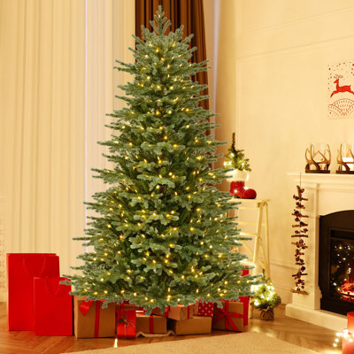 Arbre de Noël artificiel avec 2116 pointes en PVC et PE luxuriantes et 300 lumières DEL