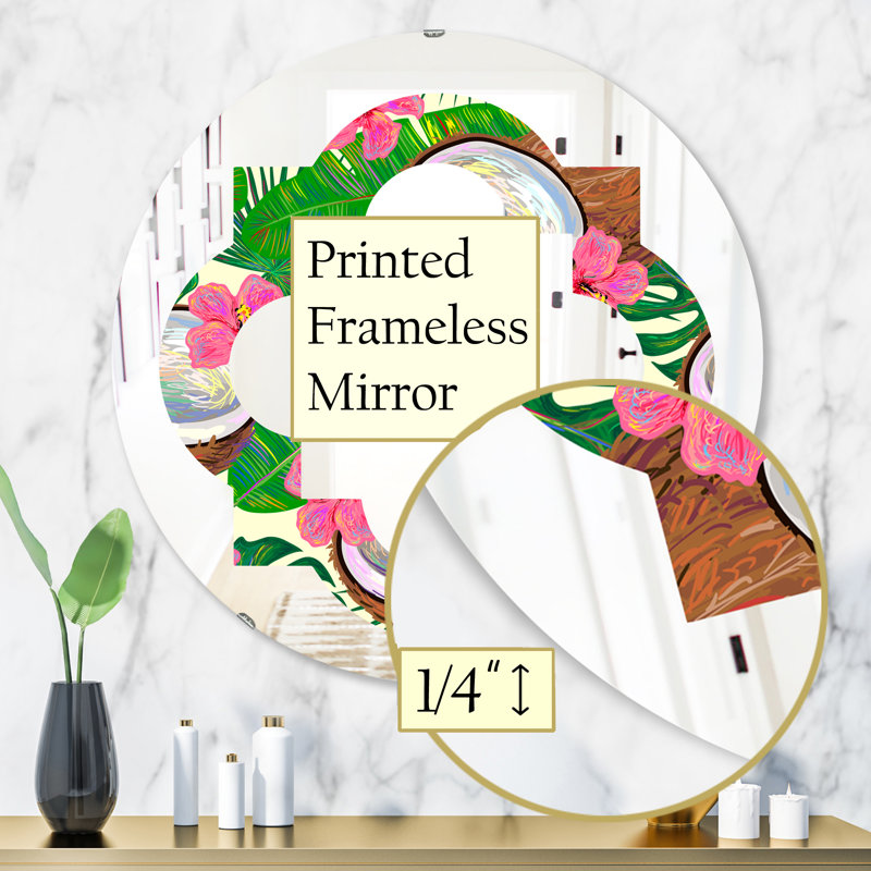Miroir mural Crystals of Amethyst Leaves, H 31,5 po x l po, Floral Pattern V Leaves.