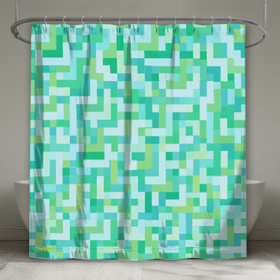 Geometric Maze Pattern Shower Curtains Extra Long