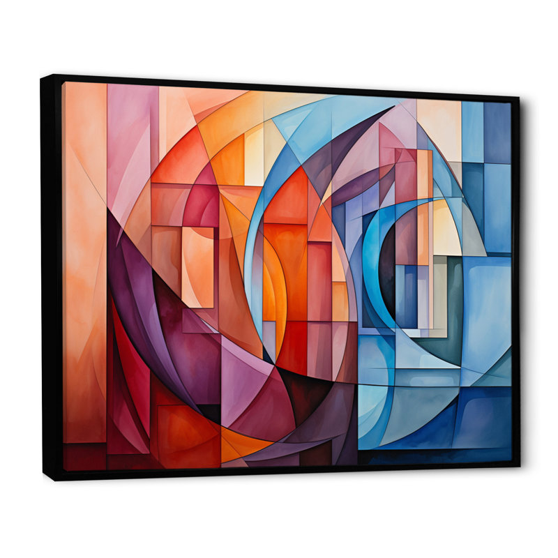 " Cubism Rainbow Forms II " by Designart, Black Floater Framed, 34" H x 44" W x 1.5" D