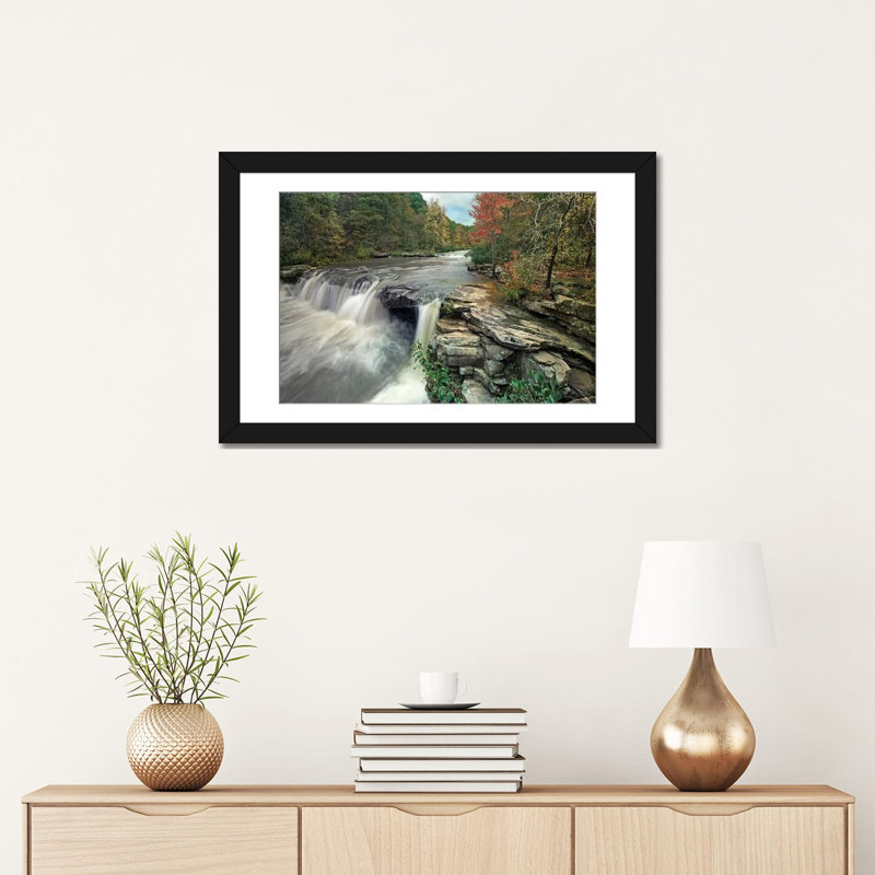 «Waterfall Mulberry River Arkansas» par Tim Fitzharris - reproduction d'art sur toile tendue, Papier d'art encadré noir