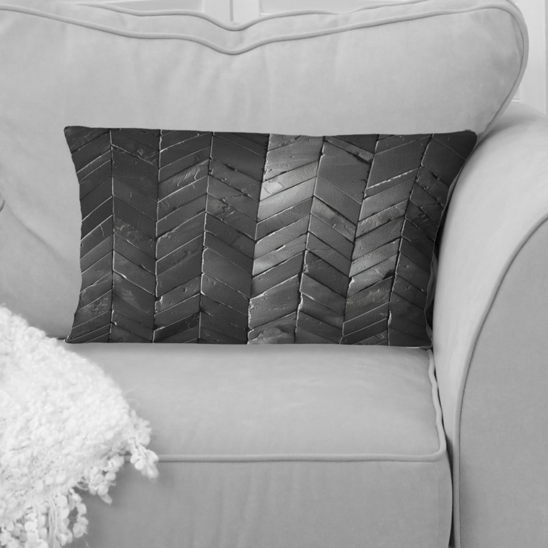 Coussin lombaire noir à chevrons - Mid-Century