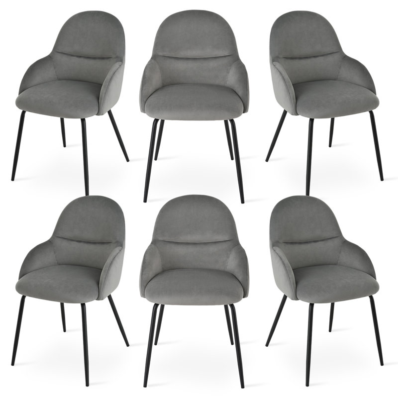 Antin Upholstered Dining Chair With Ergonomic Back And Metal Legs, Light Grey Velvet