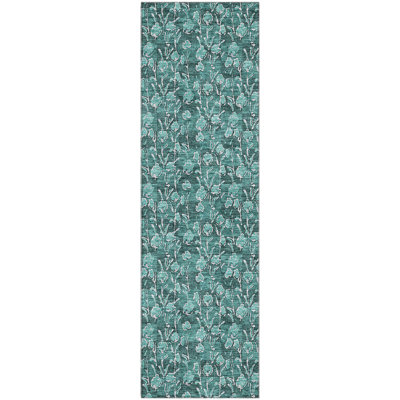 Premium Machine Washable Prisco Teal Rug