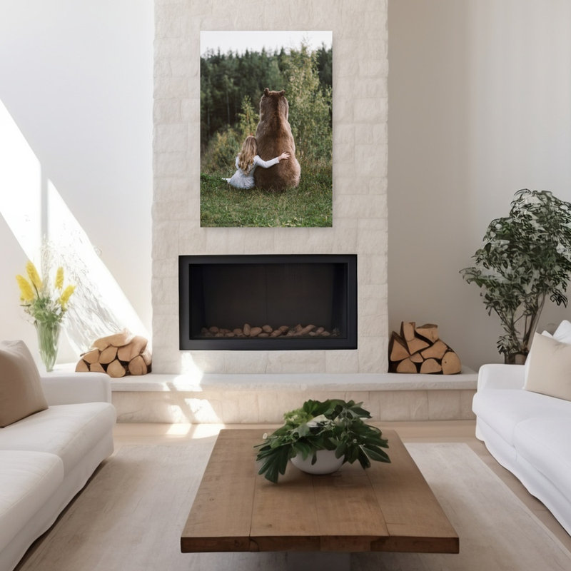 Art contemporain, paysage d'ours abstrait romantique, H 48 po x l 32 po