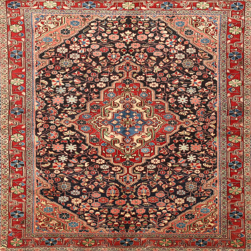 Tapis de style oriental rouge, Carré 5 pi