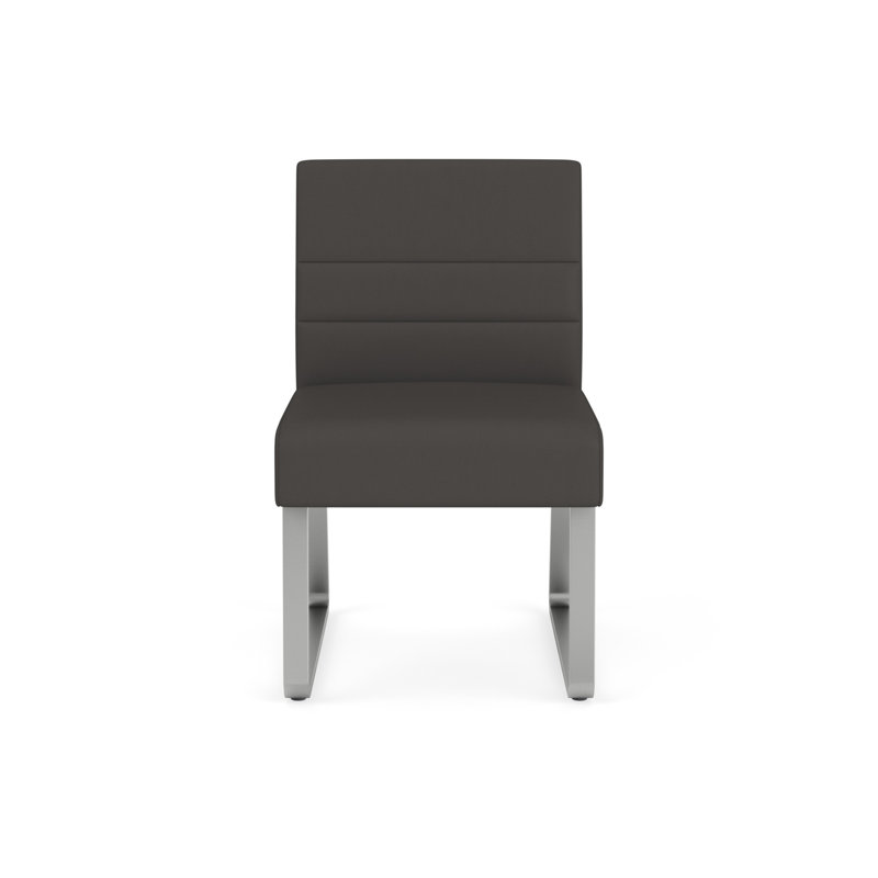 Chaise d'invité sans accoudoirs Waterfall, Argent, Vinyle gris anthracite Patriot Plus