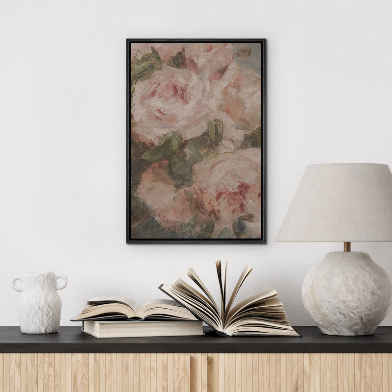 Roses roses antiques, illustrations botaniques rustiques champêtre, Noir, H 24 po x l 16 po
