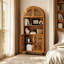 Bibliothèque arquée 67 "en bois sculpté avec tablette ouverte et portes, armoire de rangement rétro-212574587